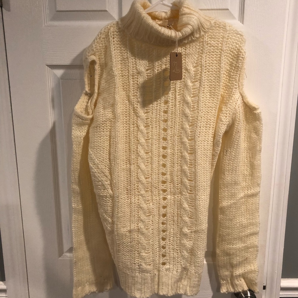 Cold Shoulder Over Sized Sweater